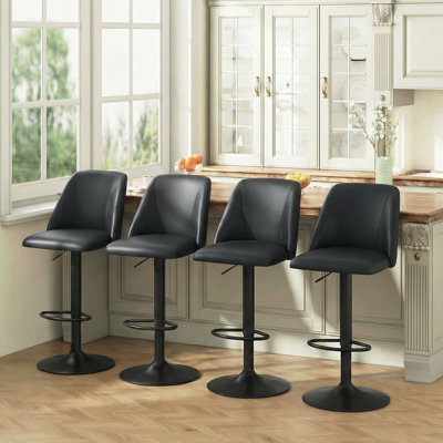 Swivel Upholstered Adjustable Height Counter & Bar Stool With Footrest