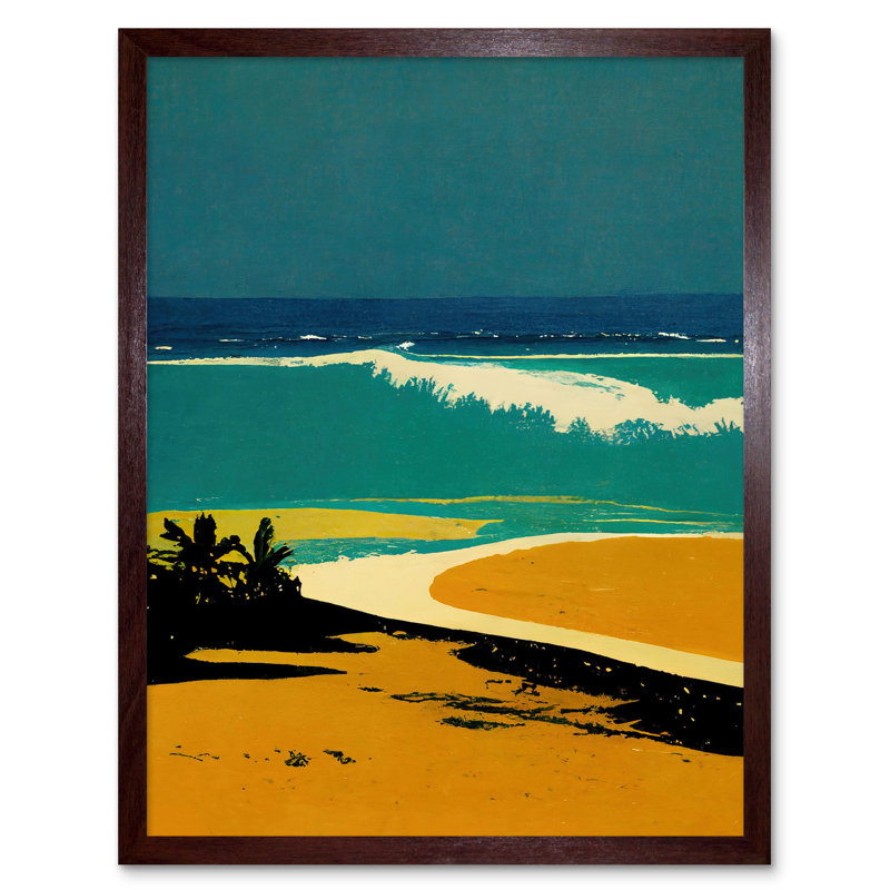 Honopu Beach Coastline Summer Hawaii - Print, Brown Framed Paper, 43cm H x 33cm W x 2cm D