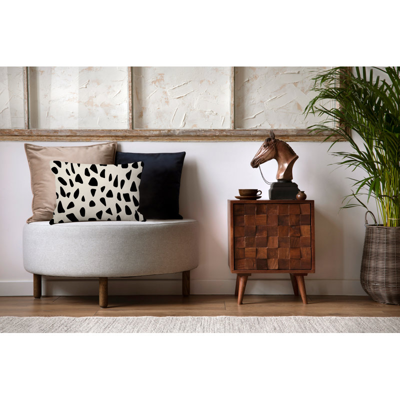 Polyester / Mélange de polyester Housse de coussin rectangulaire intérieure / extérieure lombaire et insert, Noir
