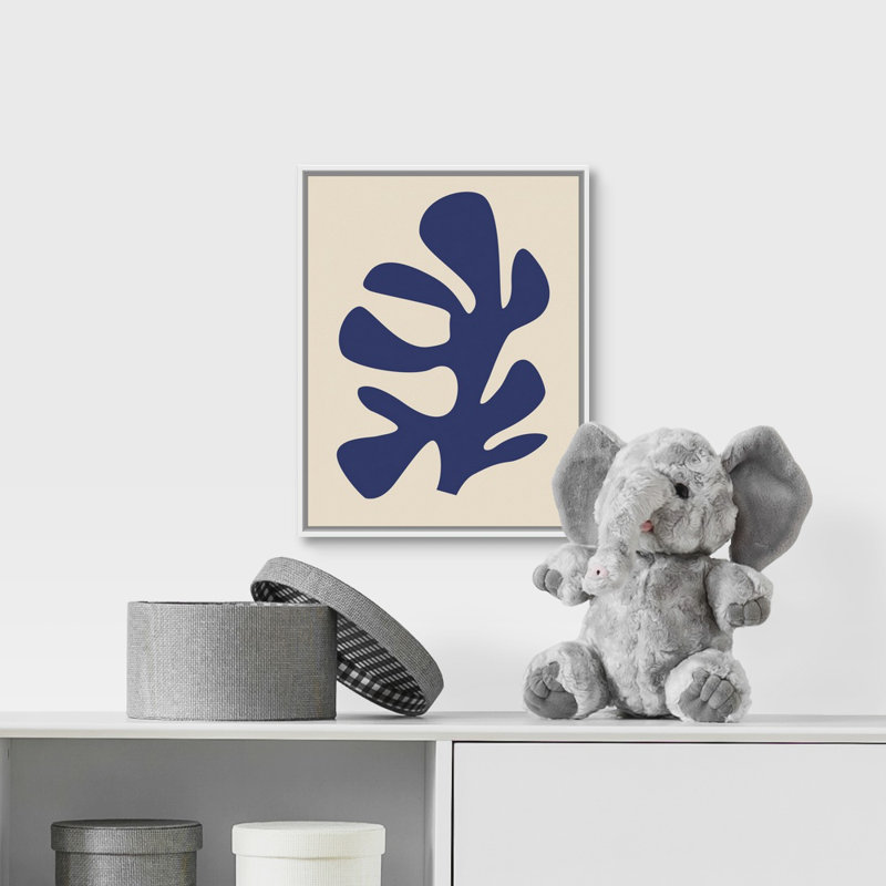 Art sur toile pour enfants corail ix, Cadre flottant blanc avec toile / rose / vert, H 14 po x l 11 po x P 1,2 po