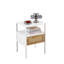 Table de chevet fonctionnelle en rotin avec prise de courant, ports USB, tiroir et pieds en métal pour une utilisation polyvalente à la maison et au bureau-109760365