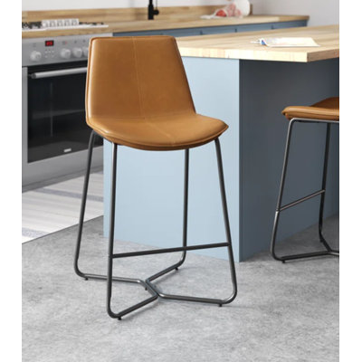 Tabouret en cuir brun clair