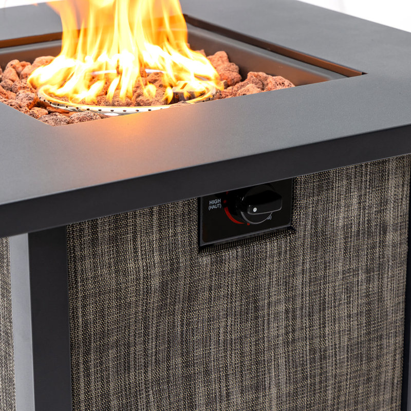 29" H x 28" W Outdoor Tall Propane Fire Pit Table, Metal Cover Lid, Lava rocks and Hidden tank space, 50000BTU