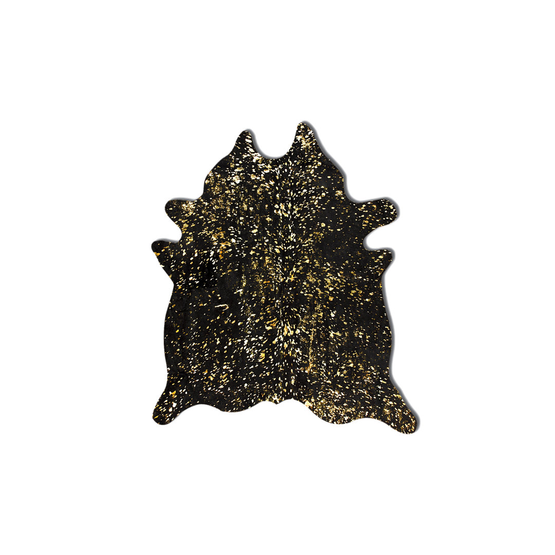 Houchin Home Decor Scotland Cowhide Rug Black & Gold 5'X7' Brayden Studio®