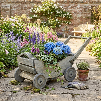 Eustice Wood Wheelbarrow Planter