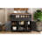 46.5'' Kitchen Island Cart, Beaded Drape Decoration, Power Supply Station, 3 Drawers, Doors, Internal Shelf, Black With Iron Of Beads, Outlet, Drop Leaf,-1412517924