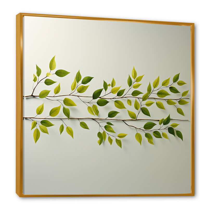Collage vert simple - imprimé, H 16 po x l 16 po x P 1 po, Cadre flottant doré