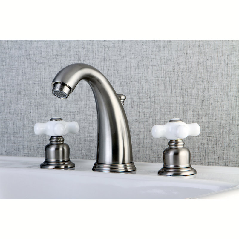 Victorian Brushed Nickel 8" Widespread Bathroom Faucet with Drain