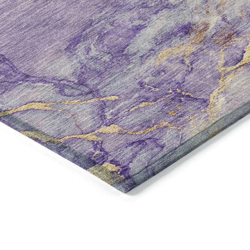 Machine Washable Indoor/Outdoor Xhevrie Purple Rug, Rectangle 8' x 10'