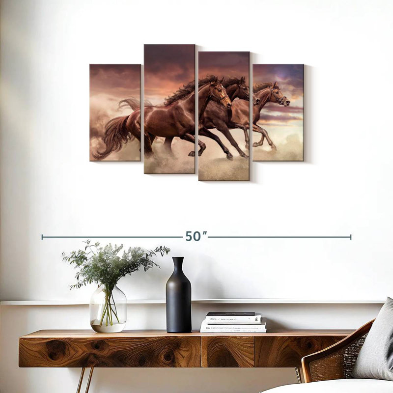 Three Running Horses, H 22 po x l 36 po