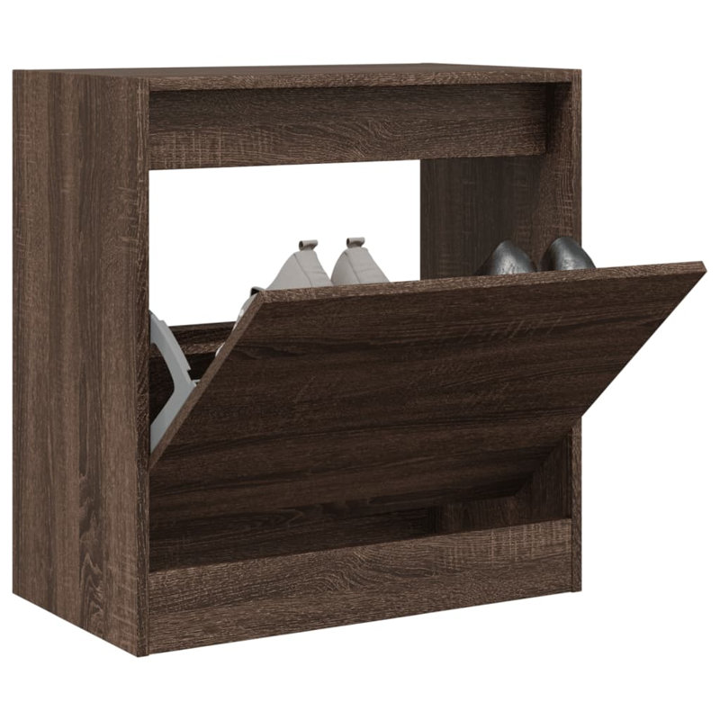 3 Pair Shoe Storage Cabinet, Brown Oak