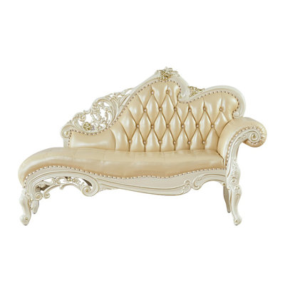 European Style Solid Wood Living Room Chair Upholstered Chaise Lounge