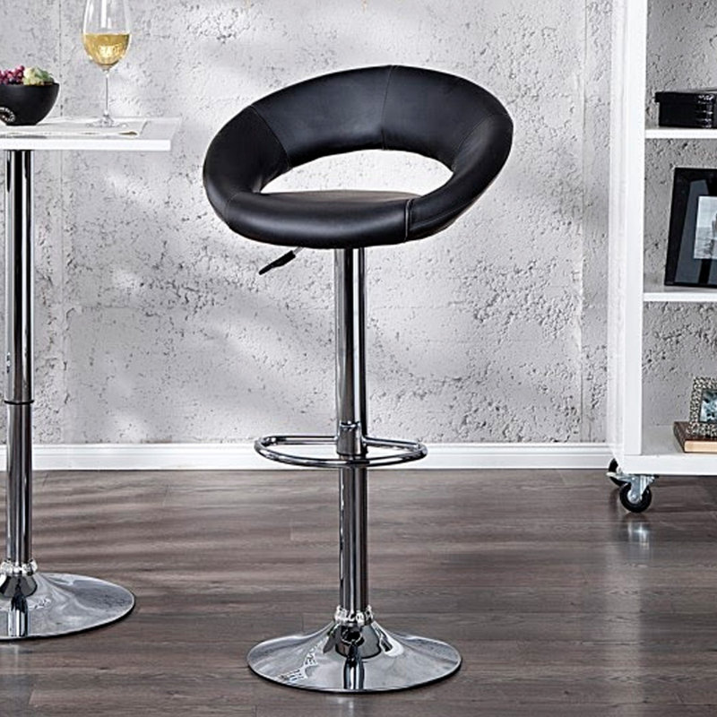 Swivel Upholstered Adjustable Height Counter Stool with Metal Frame, Black