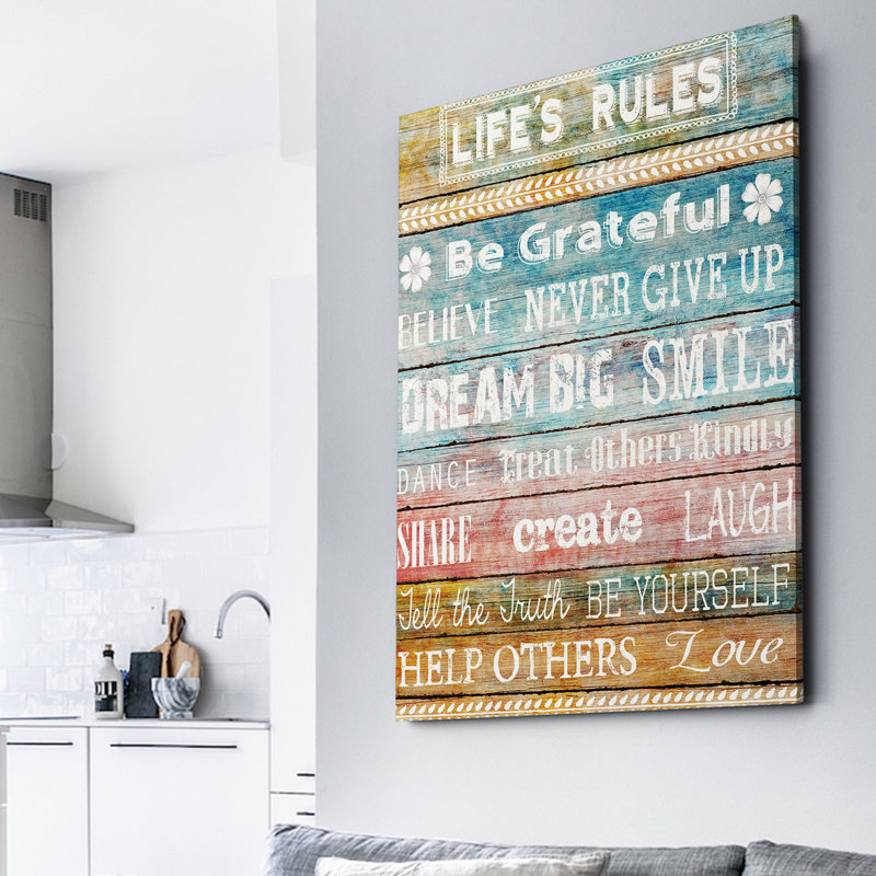" Life Rules ", 24" H x 32" W x 1.5" D