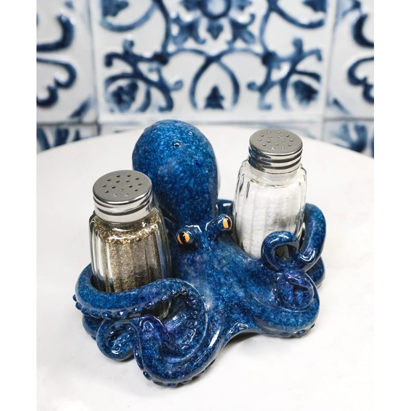 Ensemble de porte-salières à céphalopode bleu marine, Bleu
