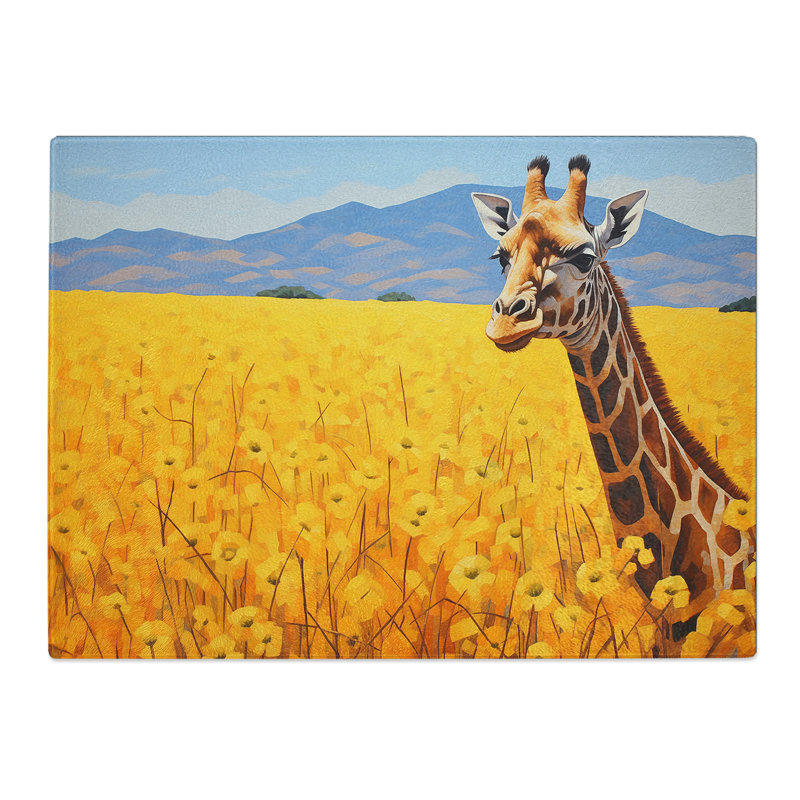 Giraffe Colour Field No.2  Glass Chopping Board
