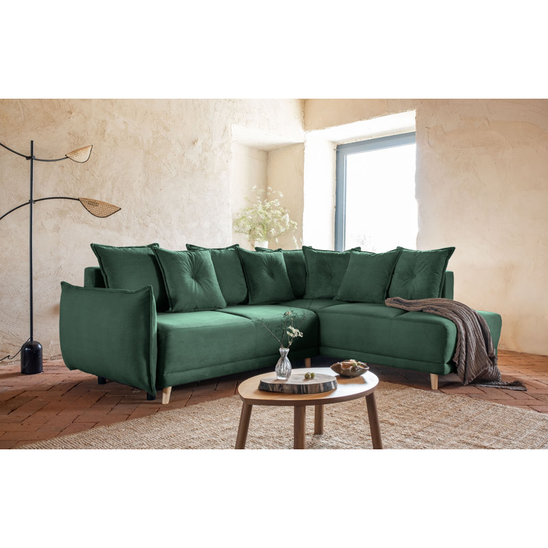Lazy Lukka 6 Seater Sofa Bed, Right Hand Facing, Green