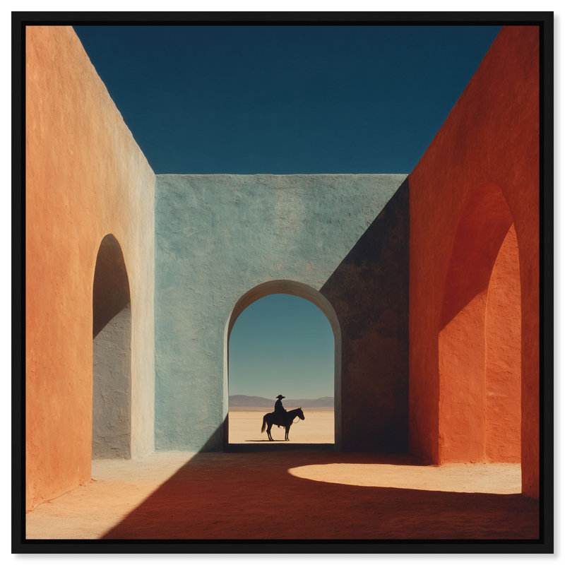 Cobalt Frontier Print by Oliver Gal, 31"H x 31"W, Black Floater Frame