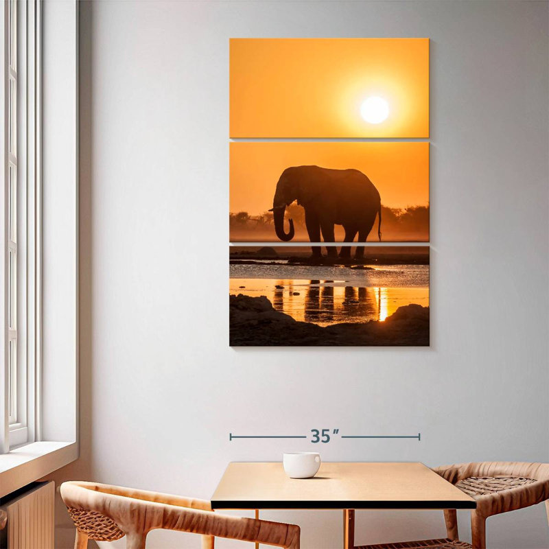 Brampt African Elephant At Sunset, 65" H x 42" W