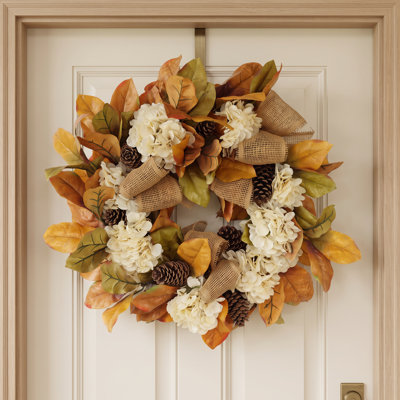 Catron 27" Fall Wreath with Hydrangeas and Pinecones