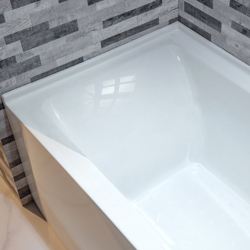 Vine 60 x 30 Inch Acrylic Alcove Soaking Tub, Right-Hand Drain & Overflow, 5 Finish Options, White/Oil Rubbed Bronze