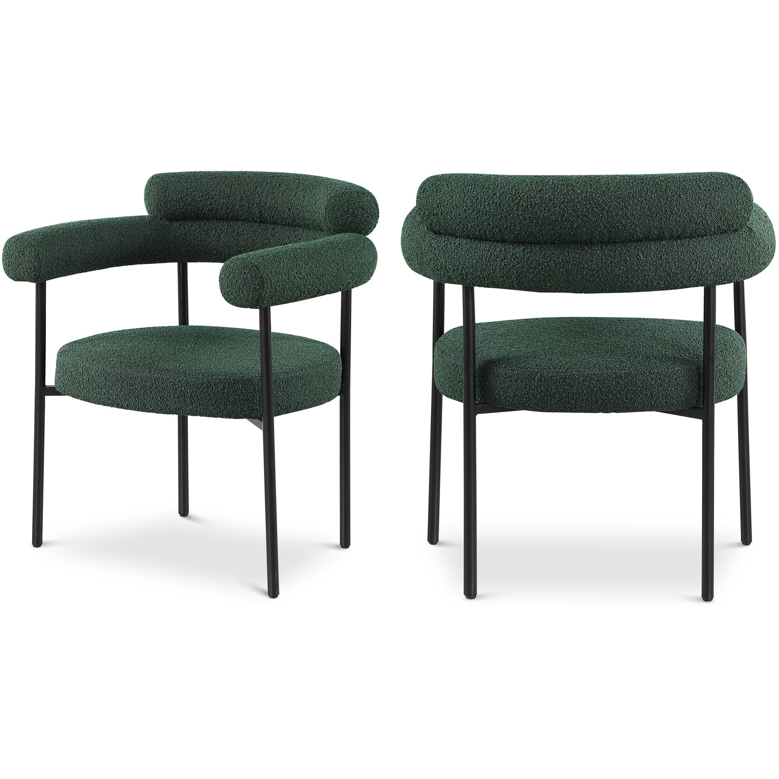 Dining Armchair, Green, Matte Black