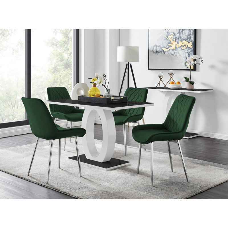 4 - Person Dining Set, Green/Silver