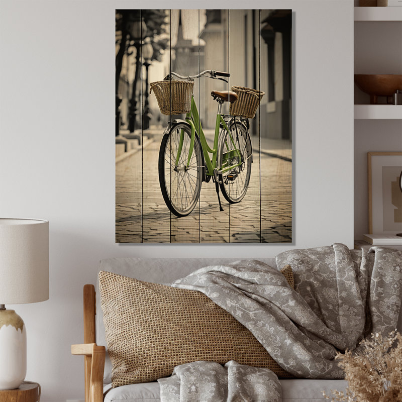 Vélo à deux roues, compagnons sur bois, H 32 po x l 24 po x P 0,78 po