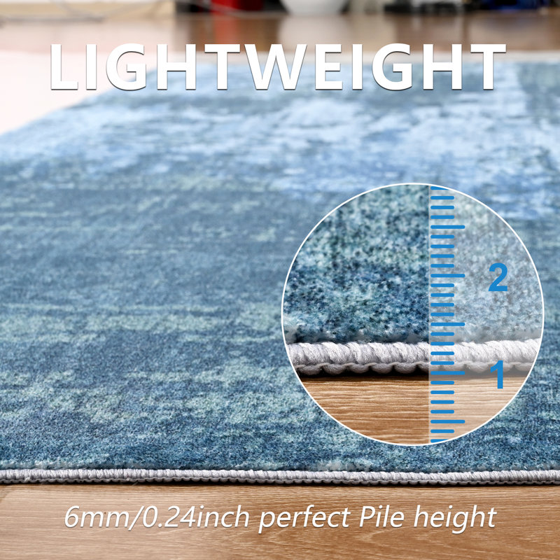 Tapis moderne antidérapant et lavable Fillender, Rectangle 5 pi x 7 pi 1 po