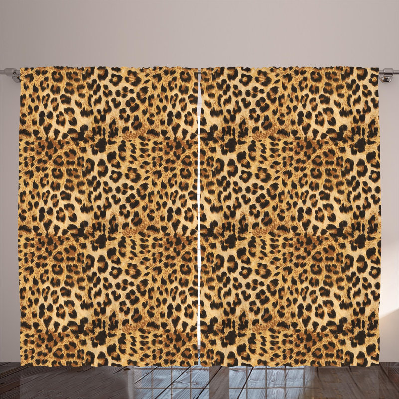 Animal Print Semi-Sheer Rod Pocket Curtain Panels, 54" x 96"