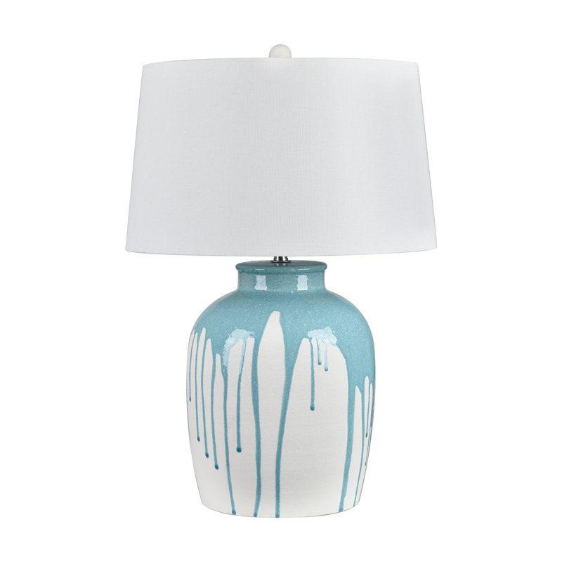 25" Ceramic Table Lamp With White Shade