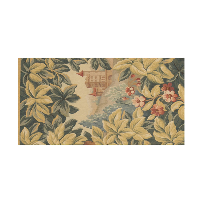 Hand-Knotted High-Quality Cream and Green Area Rug