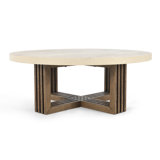 Aspen 47" Round Coffee Table Distressed Brown/Antique White