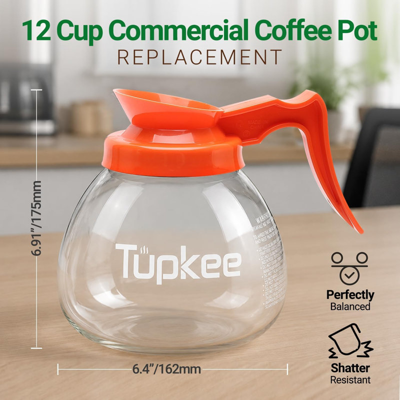 Carafe à café en verre 12 tasses, Orange