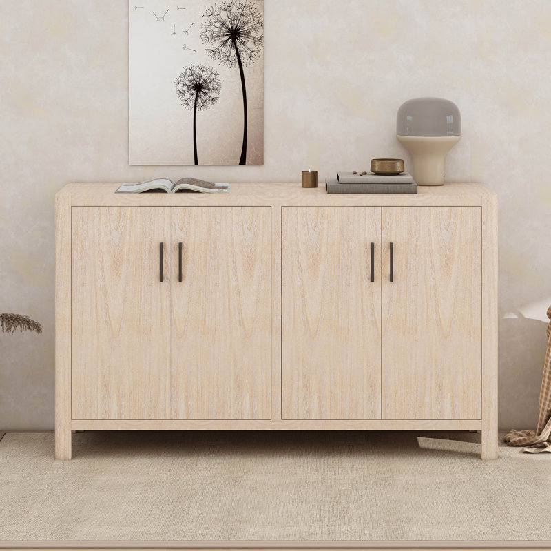 Farmhouse Style 4-Door Cabinet, Natural