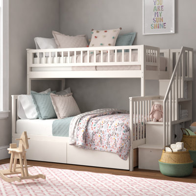 Ilariana Wood Bunk Bed with Staircase and Drawers