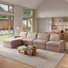 Canapé modulaire rembourré 5 pièces en lin avec repose-pieds