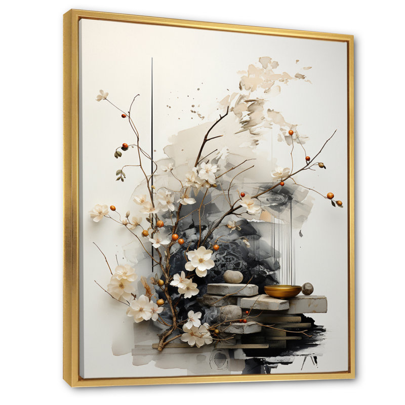 Jaciya Asian Art Classics Sumi III - Art mural asiatique pour le salon, H 44 po x l 34 po, Reproduction avec cadre flottant