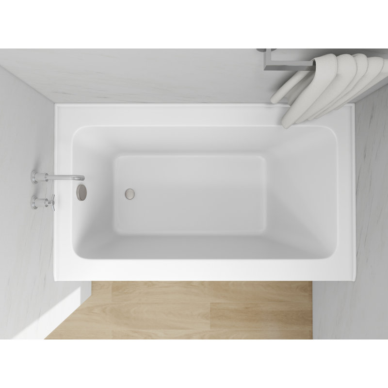 Baignoire de trempage en alcôve rectangulaire en acrylique de 54 pouces avec bride de carrelage à 3 côtés, À gauche