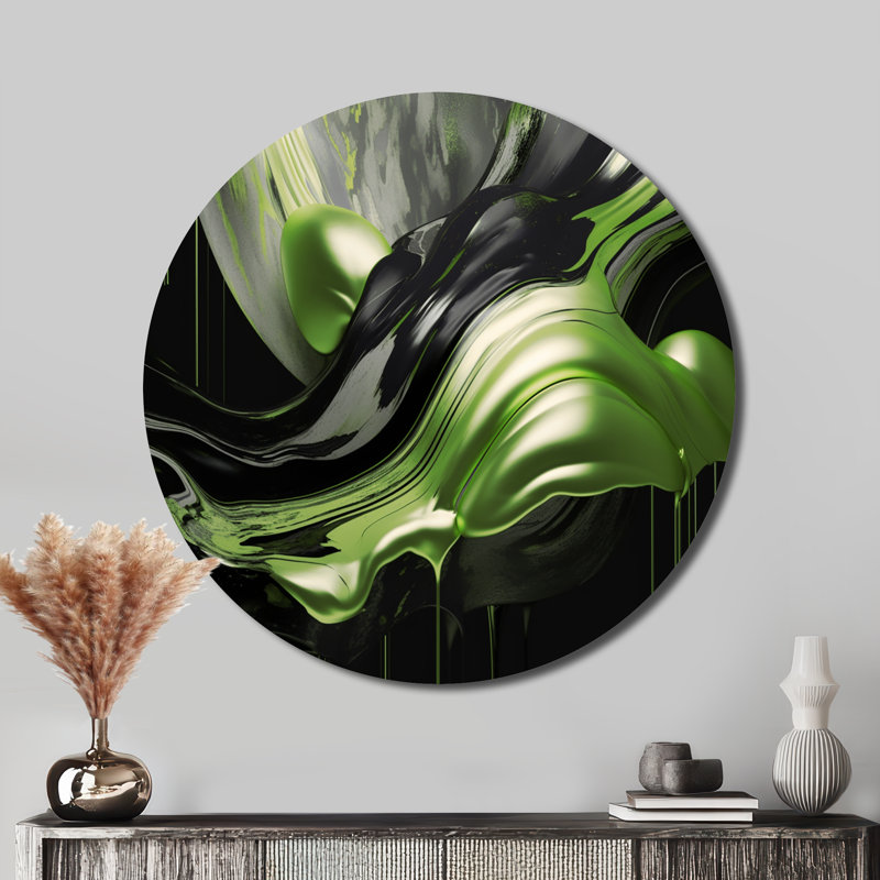 Captivating Marble Ii - Décoration murale abstraite sur métal, L 23 po x H 23 po, Green