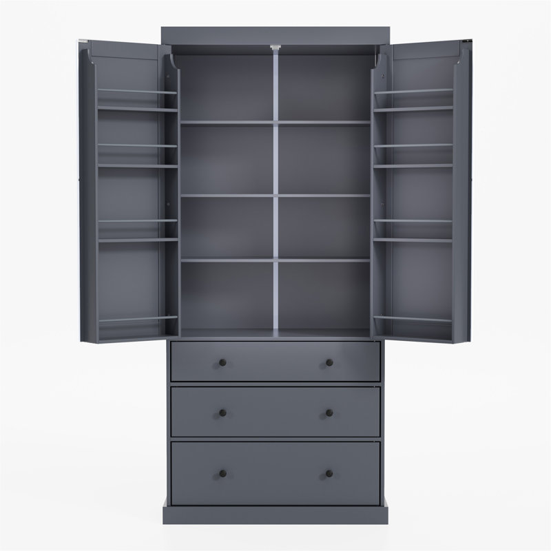 Topmax 77Inch Farmhouse Kitchen Pantry, Grey