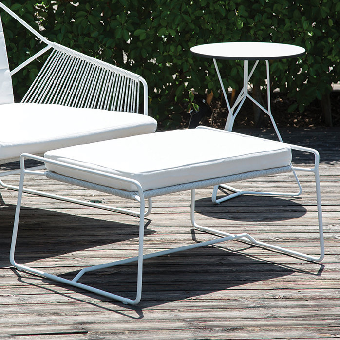 Sandur Outdoor Ottoman, Canvas Brick, White Rope/Anthracite Frame