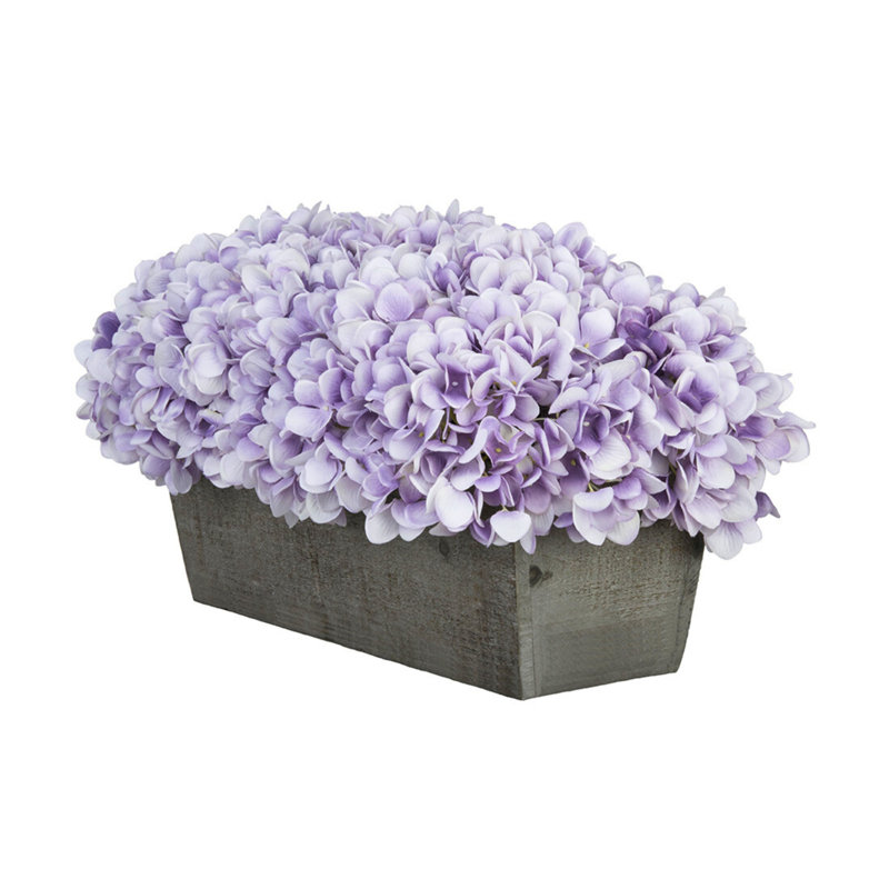 Arrangement d'hortensias lavande en pot synthétique, Lavande, Noir