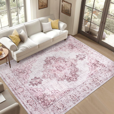 Tapis oriental antidérapant et antidérapant lavable à la machine pour le salon, revêtement de sol mince et pliable résistant aux taches pour la salle à manger de la chambre de bébé