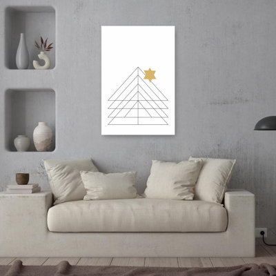Minimal Geometric Christmas Tree Geometric Abstract Contemporary Christmas Tree Wall Art Print 1 Piece Wrapped Canvas Wall Art