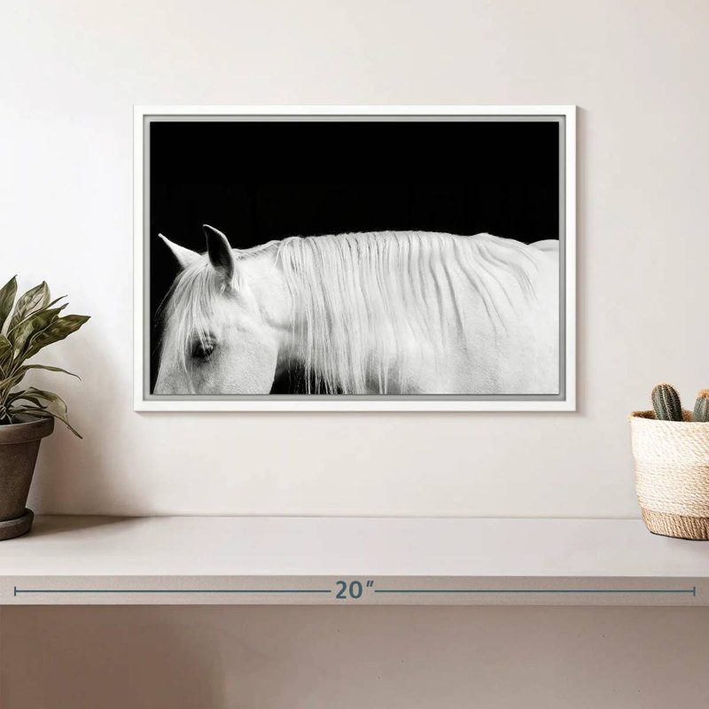 Blanc sur noir I, Cadre flottant blanc, 13 po x 9 po