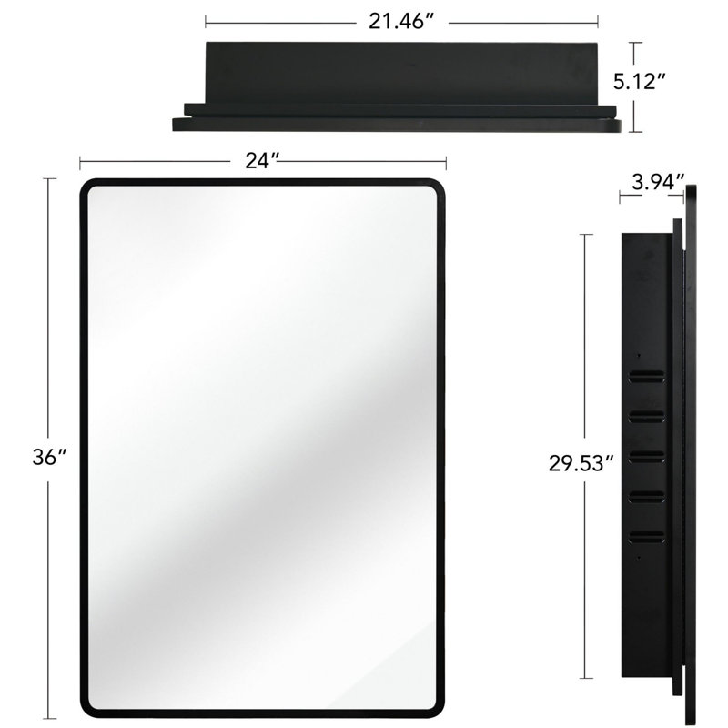 Kinzley Iron Rectangle Mirror, 36" x 24"
