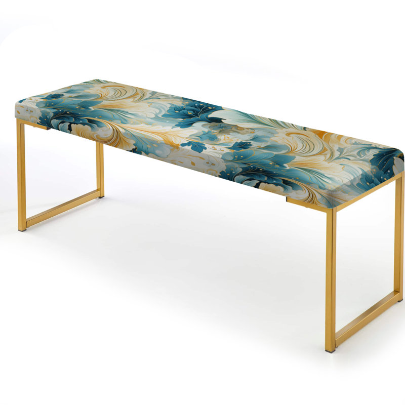 Desert Mirage Paisley Pattern VI - Paisley Upholstered Gold Bench
