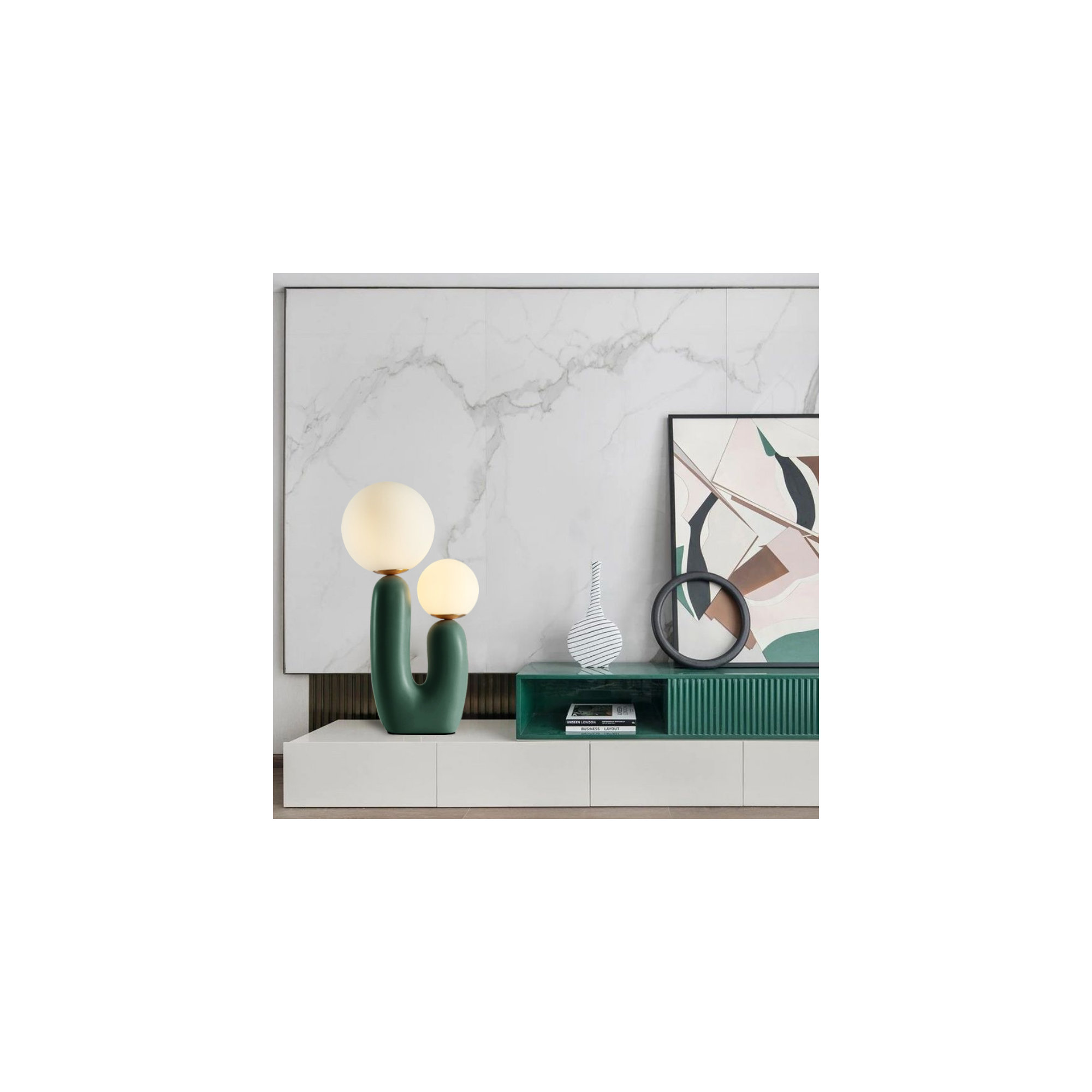 Yuma Resin Table Lamp, Green