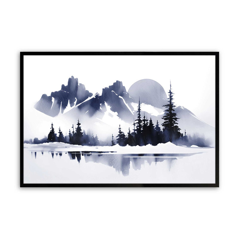 Imprimé Moonlit Mountain Majesty, Cadre photo noir simple, H 19 po x l 25 po